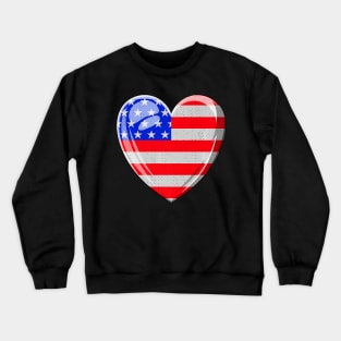 USA Heart Shape American Flag Patriotic Pride 4th Of July Crewneck Sweatshirt